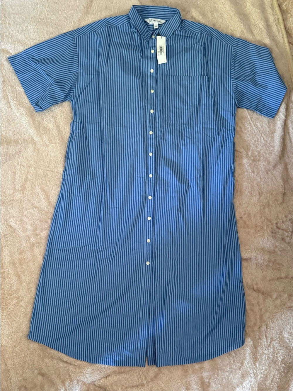 The drop Button-Front Blue Striped Shirt Dress